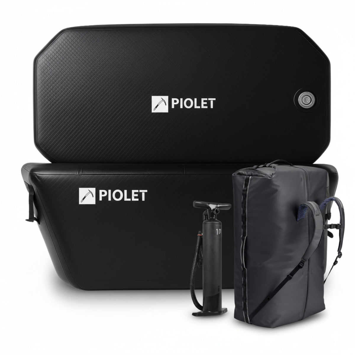 PIOLET Pool MAX ice bath with its lid, pump and backpack