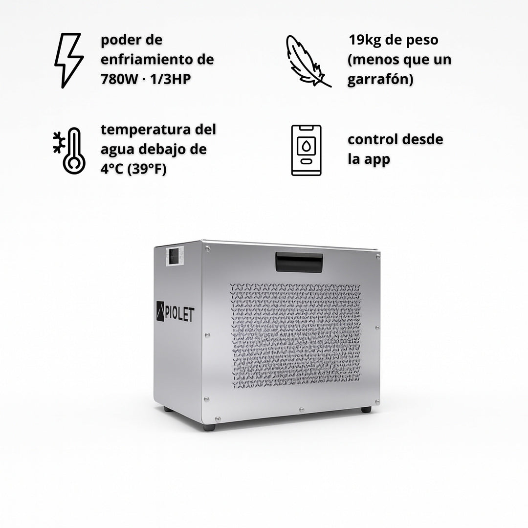 Chiller PIOLET Polar S2: 780 W, 19 kg y control desde la app