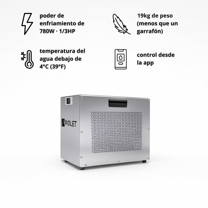 Chiller PIOLET Polar S2: 780 W, 19 kg y control desde la app